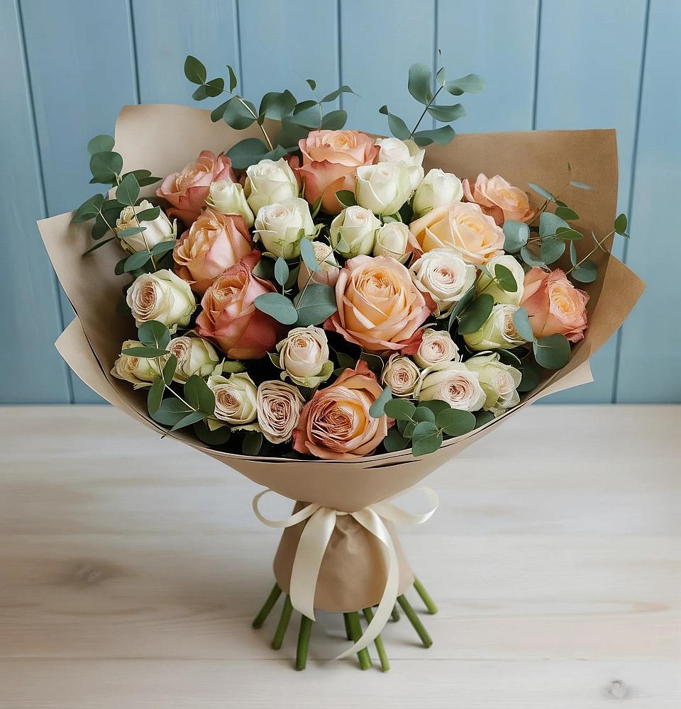 Букет цветов из: Альстромерии и Розы в Веселое Адлер