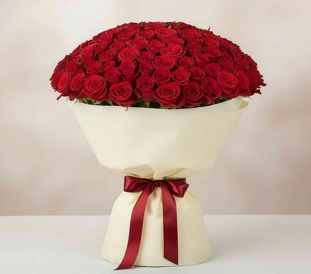 Букет 101 Красная роза Милано в Веселое Адлер