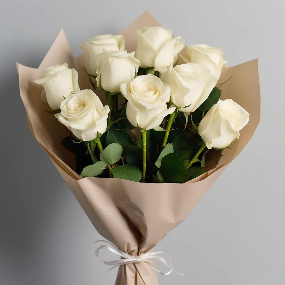 Букет 9 Белых роз Эдлесс Лав в Веселое Адлер