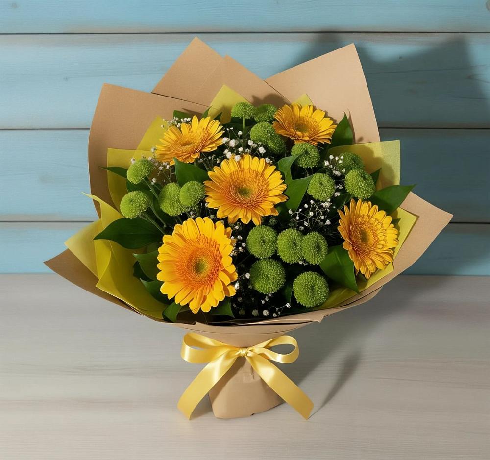 Букет цветов из: Герберы и Хризантемы в Веселое Адлер