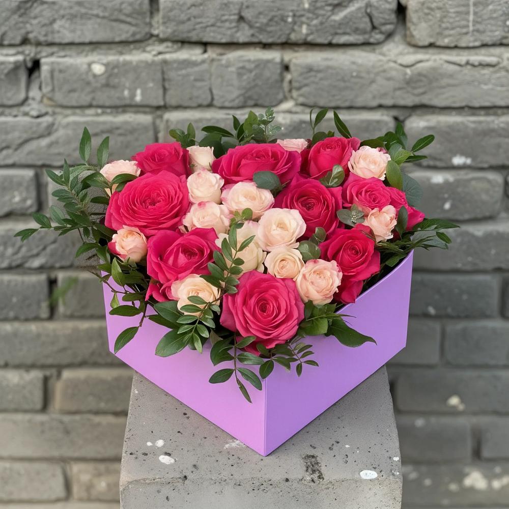 Цветочная композиция из Розы в коробке в Веселое Адлер