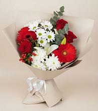 Букет цветов из:  Розы, Хризантемы, Герберы и Лилии в Веселое Адлер