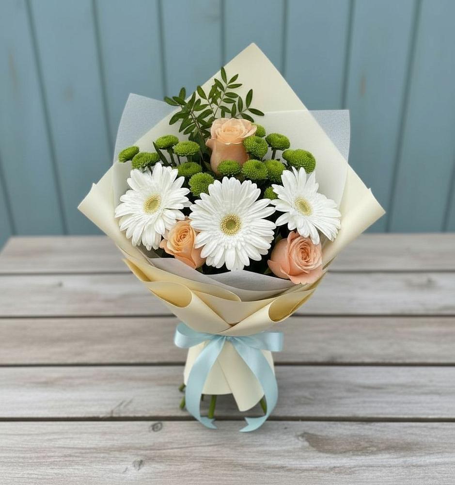 Букет цветов из: Герберы, Розы и Хризантемы в Веселое Адлер