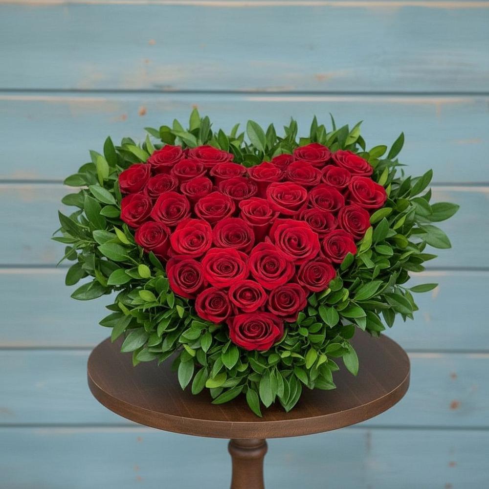 Цветочная композиция из Розы в виде сердца в Веселое Адлер