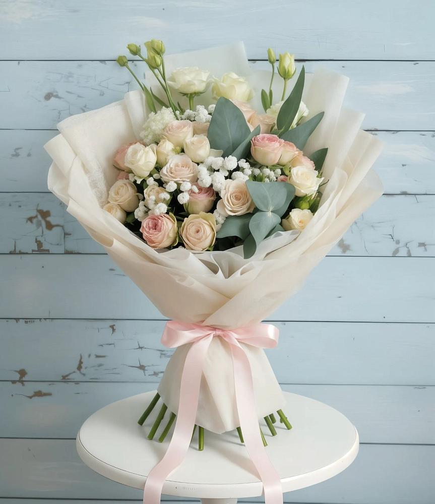 Букет цветов из: Розы и Лизиантусы в Веселое Адлер