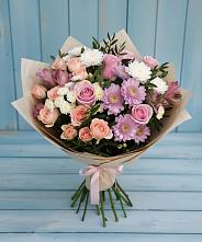 Букет цветов из:  Хризантемы, Розы и Альстромерии в Веселое Адлер